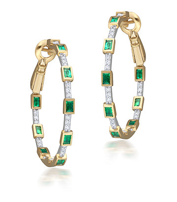 Diamond and Emerald hoops